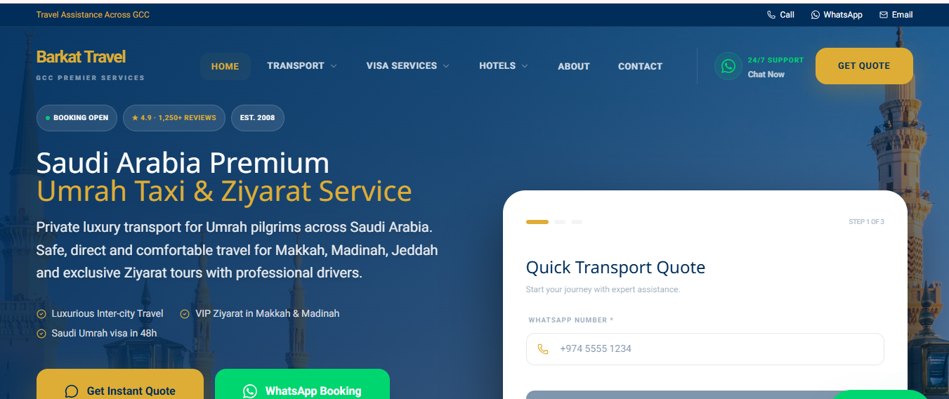 Barkat Travel website